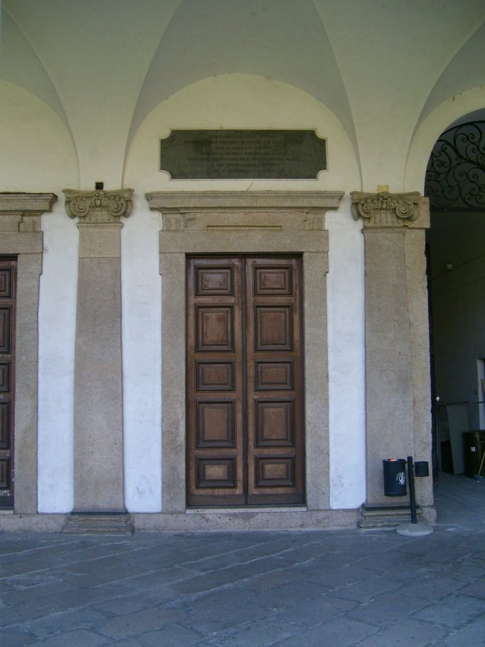 St Camillus de Lellis memorial tablet 1, Ca' Granda, Milan Italy.JPG